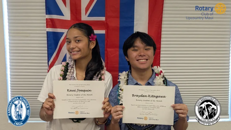 Rotary Club of Upcountry Maui names August Students of the Month